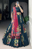 Fascinating Teal Blue Foil Work Tussar Silk Lehenga Choli With Dupatta