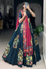 Fascinating Teal Blue Foil Work Tussar Silk Lehenga Choli With Dupatta