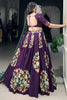 Shocking Purple Foil Printed Tussar Silk Wedding Wear Lehenga Choli