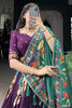 Shocking Purple Foil Printed Tussar Silk Wedding Wear Lehenga Choli