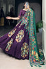 Shocking Purple Foil Printed Tussar Silk Wedding Wear Lehenga Choli
