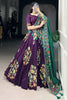 Shocking Purple Foil Printed Tussar Silk Wedding Wear Lehenga Choli