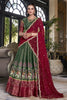Stunning Green Ikat Print Silk Festival Wear Lehenga Choli With Dupatta