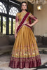 Beautiful Mustard Yellow Ikat Print Silk Festive Wear Lehenga Choli