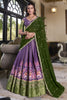 Pretty Purple Ikat Print Silk Traditional Lehenga Choli With Dupatta