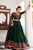 Glamorous Bottle Green Printed Tussar Silk Festival Wear Lehenga Choli