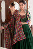 Glamorous Bottle Green Printed Tussar Silk Festival Wear Lehenga Choli