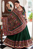 Glamorous Bottle Green Printed Tussar Silk Festival Wear Lehenga Choli