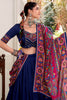 Mesmerizing Navy Blue Printed Tussar Silk Navratri Wear Lehenga Choli