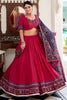Enchanting Hot Pink Printed Tussar Silk Lehenga Choli With Dupatta