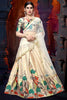 Stunning Cream Printed Satin Festival Wear Lehenga Choli With Dupatta