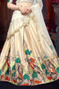 Stunning Cream Printed Satin Festival Wear Lehenga Choli With Dupatta