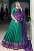 Wonderful Green Badhani Printed Tussar Silk Lehenga Choli With Dupatta