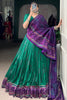 Wonderful Green Badhani Printed Tussar Silk Lehenga Choli With Dupatta