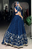 Good-looking Firozi Thread Work Silk Sangeet Wear Lehenga Choli