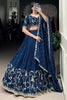 Good-looking Firozi Thread Work Silk Sangeet Wear Lehenga Choli