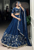 Good-looking Firozi Thread Work Silk Sangeet Wear Lehenga Choli