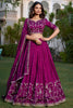 Wonderful Wine Silk Sequins Wedding Wear Lehenga Choli With Dupatta
