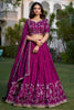 Wonderful Wine Silk Sequins Wedding Wear Lehenga Choli With Dupatta