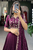 Dazzling Wine Silk Thread Embroidered Festival Wear Lehenga Choli