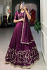 Dazzling Wine Silk Thread Embroidered Festival Wear Lehenga Choli