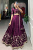 Dazzling Wine Silk Thread Embroidered Festival Wear Lehenga Choli