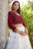 Pretty White Sequins Georgette Wedding Lehenga Choli With Dupatta