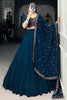 Gorgeous Navy-Blue Thread Work Georgette Wedding Wear Lehenga Choli