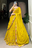 Alluring Yellow Thread Embroidered Georgette Haldi Wear Lehenga Choli