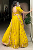 Alluring Yellow Thread Embroidered Georgette Haldi Wear Lehenga Choli