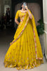 Alluring Yellow Thread Embroidered Georgette Haldi Wear Lehenga Choli