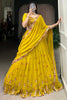 Alluring Yellow Thread Embroidered Georgette Haldi Wear Lehenga Choli