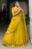 Alluring Yellow Thread Embroidered Georgette Haldi Wear Lehenga Choli