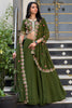 Delightful Green Georgette Mehendi Wear Lehenga With embroidered Choli