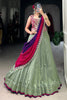 Glamorous Green Thread Embroidered Silk Lehenga Choli