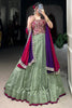 Glamorous Green Thread Embroidered Silk Lehenga Choli