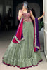 Glamorous Green Thread Embroidered Silk Lehenga Choli