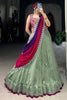 Glamorous Green Thread Embroidered Silk Lehenga Choli