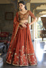 Gorgeous Orange Thread Embroidery Silk Wedding Wear Lehenga Choli