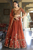 Gorgeous Orange Thread Embroidery Silk Wedding Wear Lehenga Choli