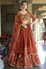 Gorgeous Orange Thread Embroidery Silk Wedding Wear Lehenga Choli