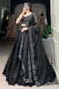 Attractive Black Satin Party Wear Lehenga With Pearl Work Blouse