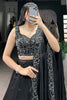 Attractive Black Satin Party Wear Lehenga With Pearl Work Blouse