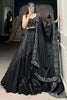 Attractive Black Satin Party Wear Lehenga With Pearl Work Blouse