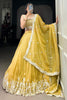 Fascinating Yellow Thread Embroidered Haldi Wear Lehenga Choli