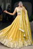 Fascinating Yellow Thread Embroidered Haldi Wear Lehenga Choli