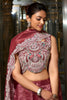 Impressive Burgundy Thread Embroidered Crushed Lehenga Choli