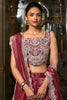 Impressive Burgundy Thread Embroidered Crushed Lehenga Choli