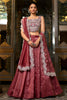 Impressive Burgundy Thread Embroidered Crushed Lehenga Choli