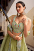 Fabulous Pastel Green Organza Designer Lehenga Choli With Dupatta